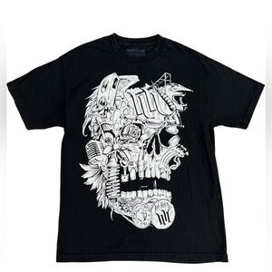 Hart Land Huntington Ink Rock Moto Mens Black Graphic T Shirt Short Sleeve Sz L